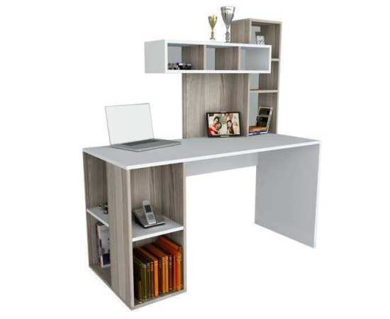 Study desk desk with book shelves For home & office - WhiteStudy desk desk with book shelves For home & office - White