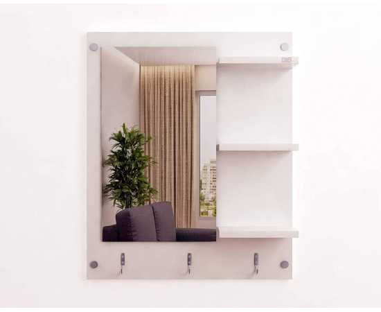 Toheed wood Wall Mount Dressing Mirror With Multiple Shelves