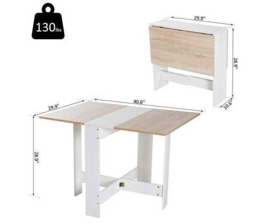Folding Dining Table For Home - White & Brown