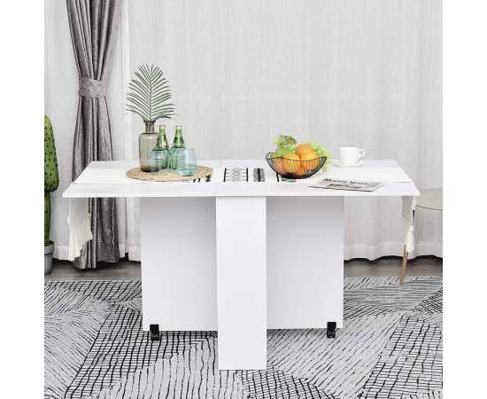 Wooden Multi-functional Expandable Folding Dining Table - White