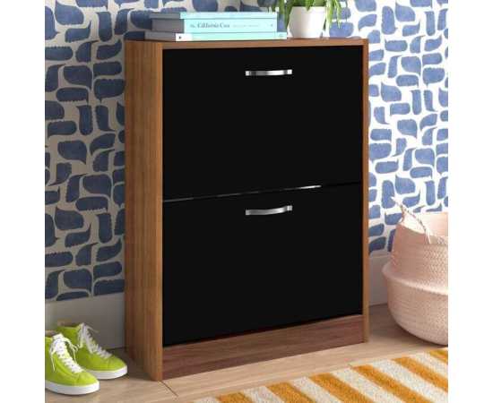 12 Pairs Flip Down Shoes Storage Organizing Cabinet - Brown & Black12 Pairs Flip Down Shoes Storage Organizing Cabinet - Brown & Black12 Pairs Flip Down Shoes Storage Organizing Cabinet - Brown & Black