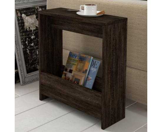 Wooden side table with storage for living room - Dark Brown