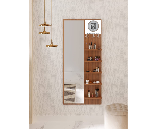 Toheed wood dressing Mirror with shelves & hanging hooks
