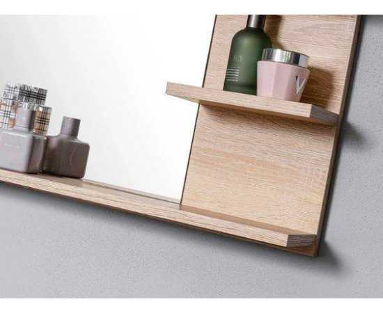 Bathroom Mirror with Shelves - Light Brown
