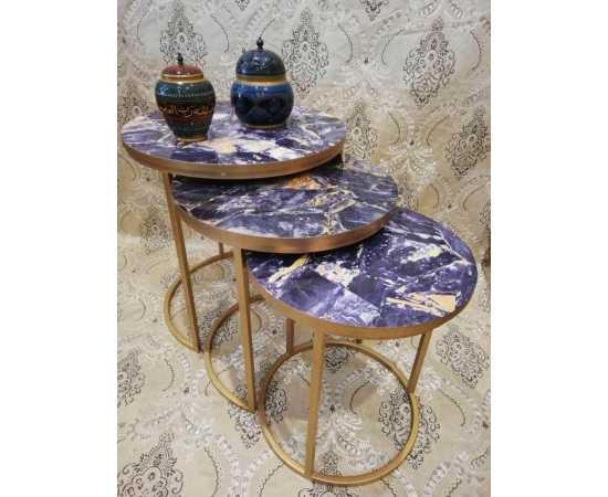 Set Of 3 Nesting Tables With Glossy MDF Top