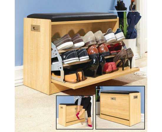 Toheed Wood Shoe Organizer Cabinet With Seat