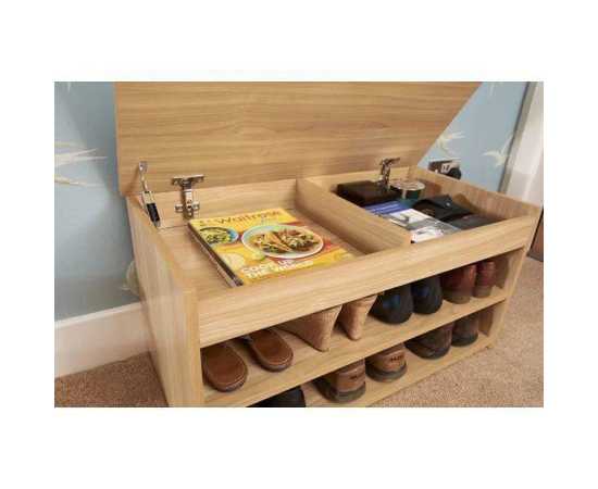 Wooden Shoes storage Cabinet with seat