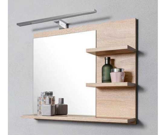 Bathroom Mirror with Shelves - Light Brown