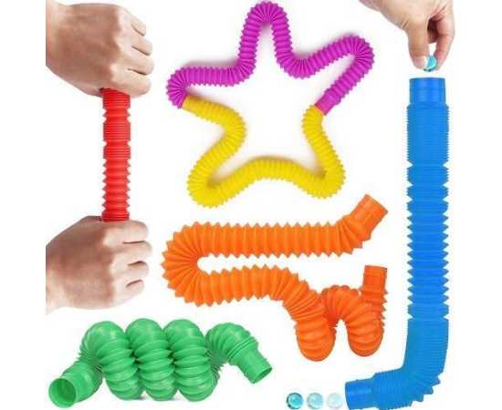 4 Pcs Macaron DIY Learning Skill Tubes Pop Tube Fidget Toys