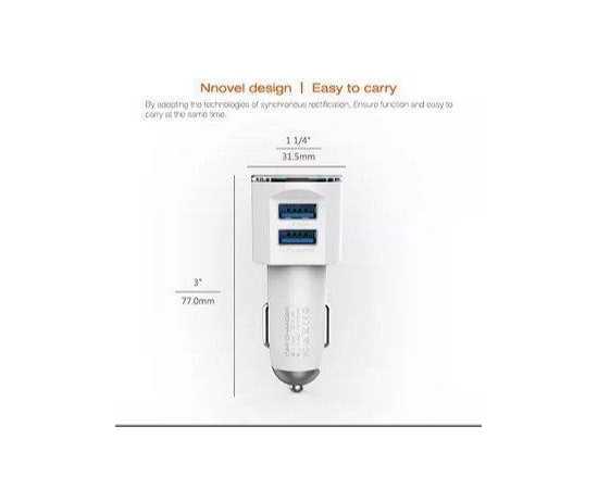3.4 A Output Dual USB Port Car Charger with Cable