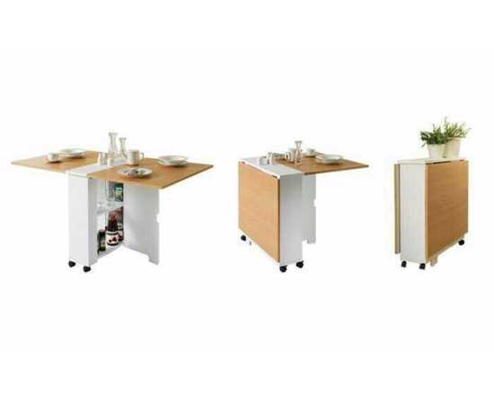 white & camel Color Clever Space folding dining table - TWDT8