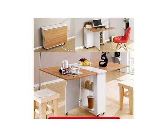 white & camel Color Clever Space folding dining table - TWDT8