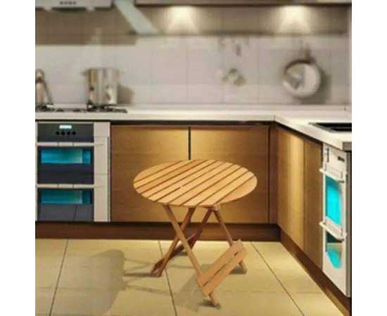 Solid beach wood round folding table