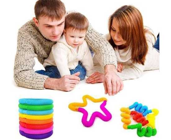 4 Pcs Macaron DIY Learning Skill Tubes Pop Tube Fidget Toys