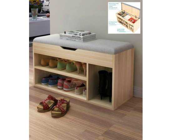 Modern Shoe Storage Bench with Seat Cushion storage stool