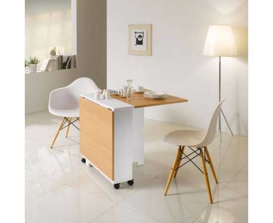 white & camel Color Clever Space folding dining table - TWDT8