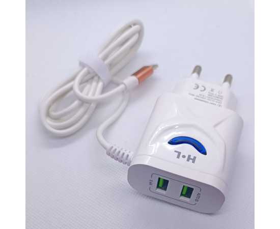 H.L 3.4a Auto-id Micro USB Fast Charger With Cable - White