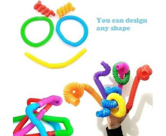 4 Pcs Macaron DIY Learning Skill Tubes Pop Tube Fidget Toys