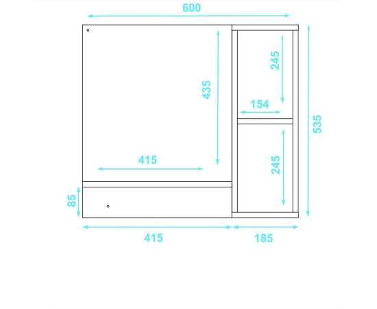 Toheed wood Bathroom Cabinet with Mirror - White