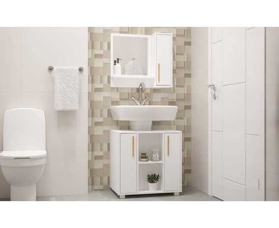 Toheed wood Bathroom Cabinet with Mirror - White