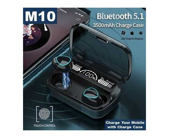 M10 Wireless Bluetooth 5.1 Earbuds - Black