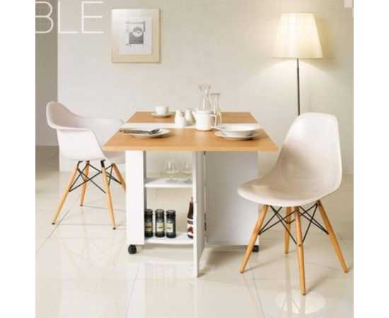 white & camel Color Clever Space folding dining table - TWDT8