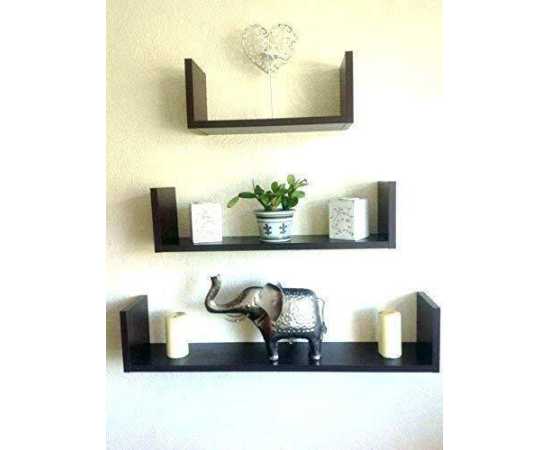 Toheed wood U Shaped Floating Wall Shelves - Set of 3