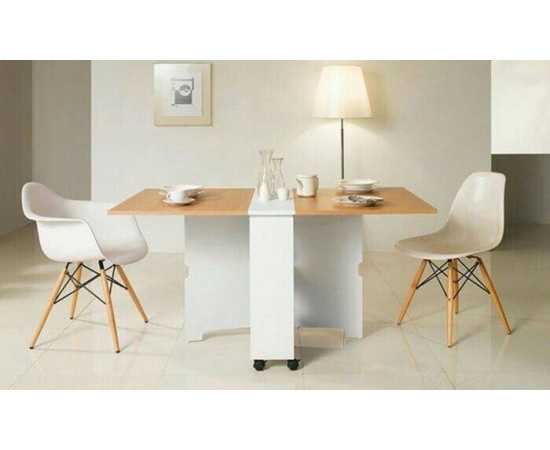 white & camel Color Clever Space folding dining table - TWDT8