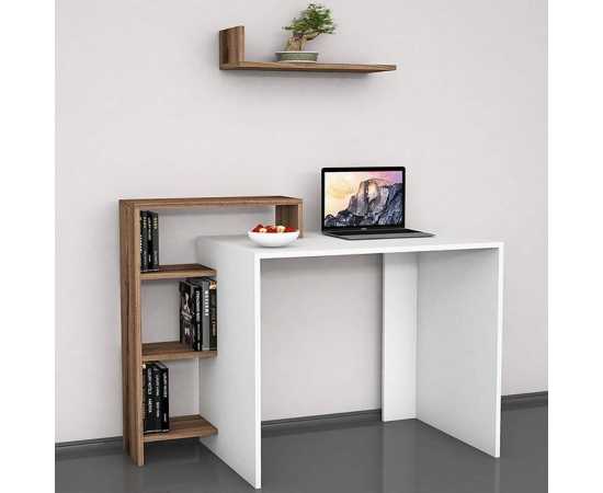Toheed Wood Computer Desk with Wall Shelf