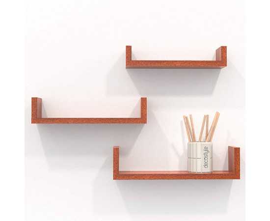 Toheed wood U Shaped Floating Wall Shelves - Set of 3