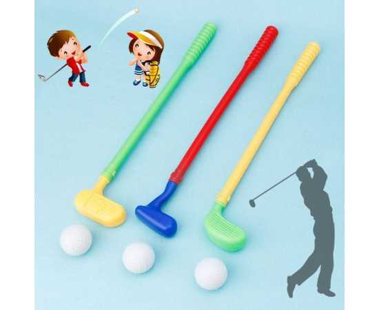 Junior Golf Toy Set: 3 Colourful Golf Sticks And 3 Balls Included