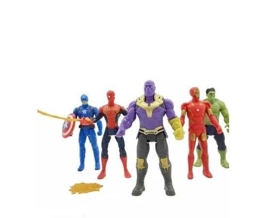 Avengers Action Figure Set Of 5: Captain America, Iron Man, Spider-Man, Hulk And Thanos