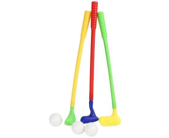 Junior Golf Toy Set: 3 Colourful Golf Sticks And 3 Balls Included