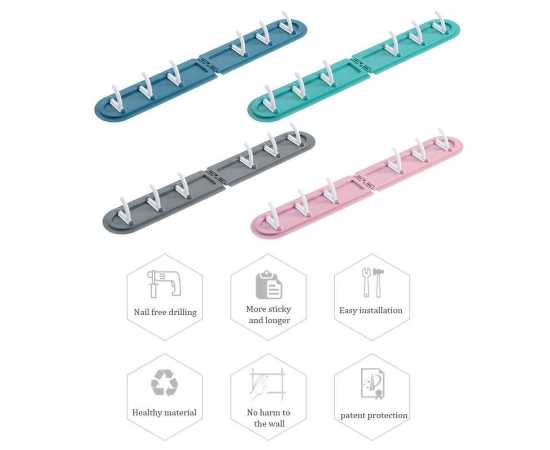 6 Hooks Foldable Wall Hanger For Kitchen