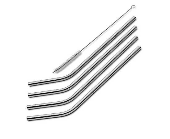 Reusable Metal Stainless Steel Drinking Straw - Pack of 4 PCS