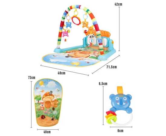 3 In 1 Newborn Baby Play Gym With Rattle Mat