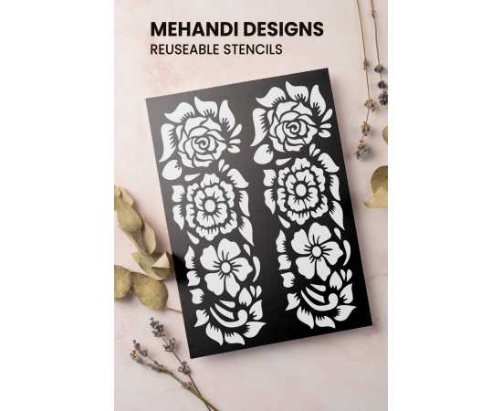 Different Full Sheet Mehndi Stencils Stickers - 1 Pair