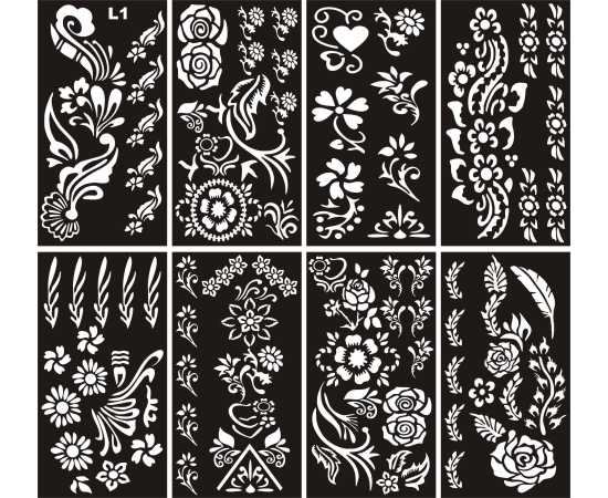 Different Design Mehndi Stickers Sheets - 1 Set