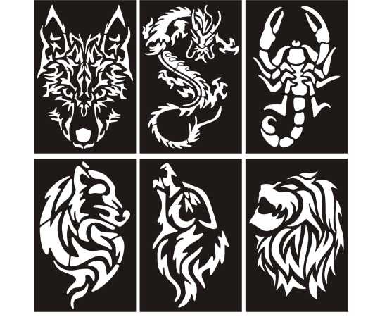 6 Different Designs Mehndi Stencils Stickers