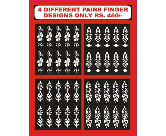 4 Different Pairs Mehandi Stencil Stickers