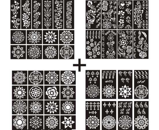 Different Designs Mehndi Stencils Stickers - 1 Set