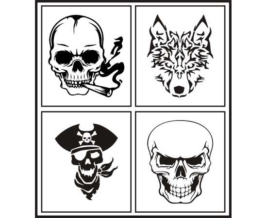 4 Different Big Size Tattoo Stencil Stickers