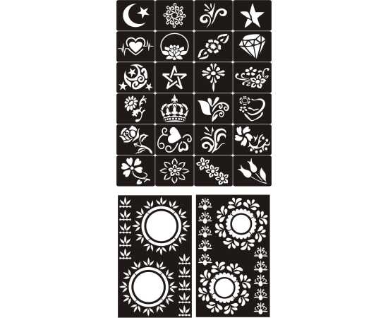 Different Designs Mehndi Stencils Sheet - 1 Set