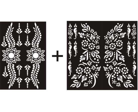 Different Designs Mehndi Stencils Stickers - 1 Set