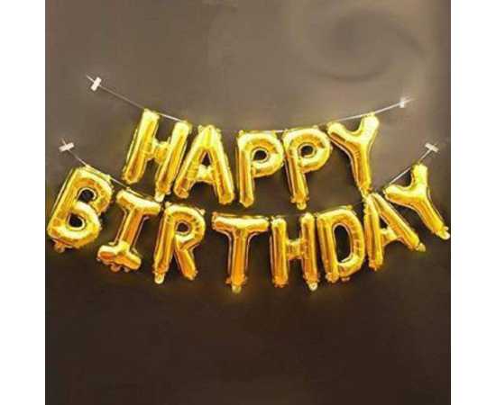 Happy Birthday Foil Balloons Set - Yelllow