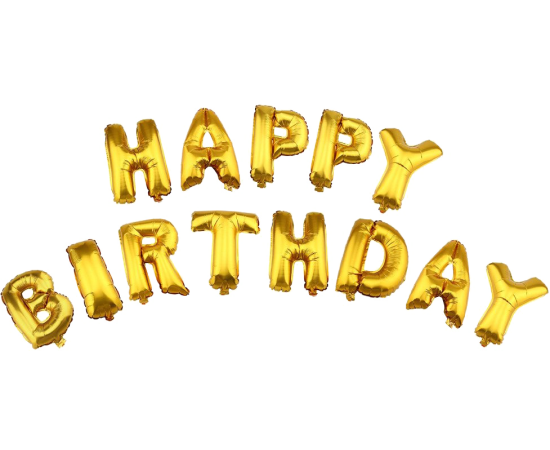 Happy Birthday Foil Balloons Set - Yelllow