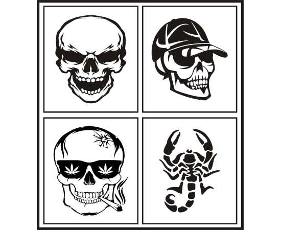 4 Different Big Size Tattoo Stencils Stickers