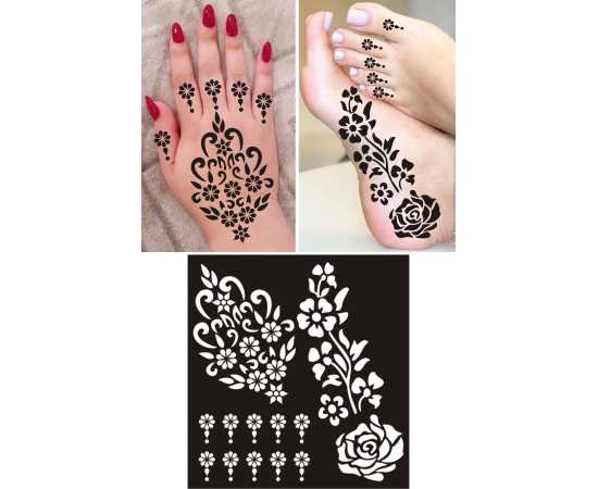 1 Pair Mehndi Papers Multi Sheets Foot & hands