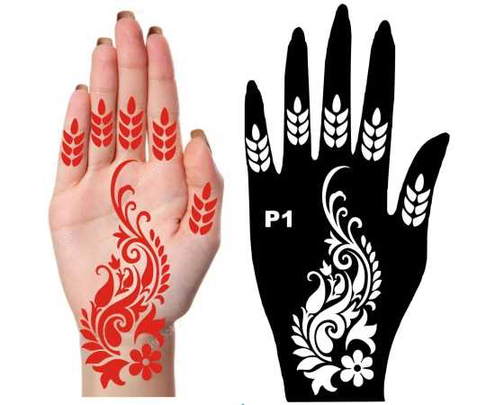 Mehndi Papers Designs Stencil Stickers - 1 Pair Sheet