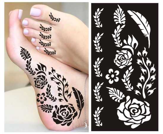 1 Pair Mehndi Papers Sheets Multi Designs For Foots